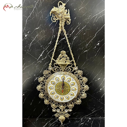 خرید، قیمت و مشخصات ساعت دیواری آویز لوکس و جدید برنزی طرح گل رز برجسته لاکچری زیر قیمت | چترزندگی