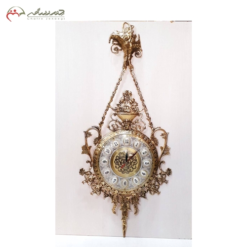 خرید، قیمت و مشخصات ساعت دیواری جدید و لوکس آویز برنزی با طرح گل برجسته لاکچری زیر قیمت | چترزندگی