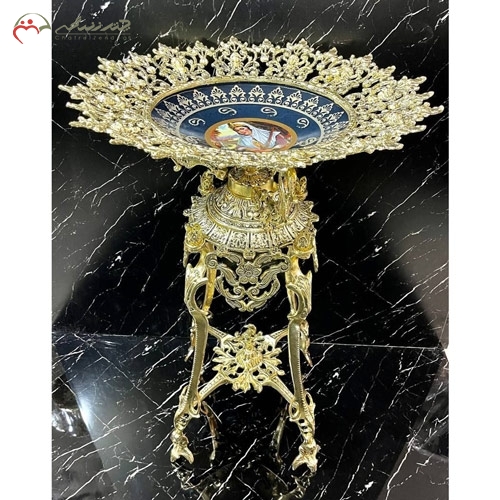 خرید، قیمت و مشخصات کنار سالنی پایه دار شیک و مدرن از جنس آلیاژ درجه یک طرح خورشیدی طلایی زیر قیمت | چترزندگی