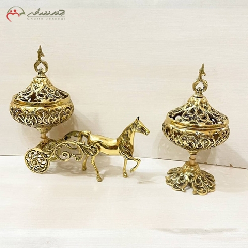 خرید، قیمت و مشخصات شکلات خوری برنزی طرح کالسکه و شکلات خوری توری ساده رنگ ثابت و کیفیت درجه یک بدنه - چترزندگی