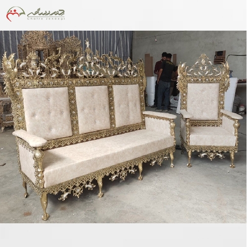 خرید، قیمت و مشخصات مبل 7 نفره تمام برنز مدل سیمرغ تاج دار بسیار پر کار و طراحی به روز - چترزندگی