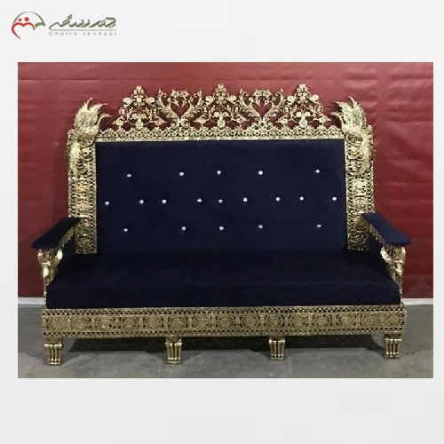 خرید، قیمت و مشخصات مبل 7 نفره کف دوبل برنزی طرح طاووس بدنه کار شده رنگ ثابت - چترزندگی