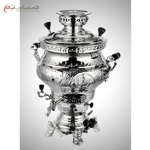 خرید، قیمت و مشخصات سماور گازی برنجی 8 لیتری ویکتوریا قلم زنی سنتی و آبکاری کروم و نیکل و کالیت های نسوز - چترزندگی
