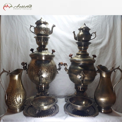 خرید، قیمت و مشخصات سماور 6 لیتری ذغالی قلم زنی شده طرح سنتی و آنتیک با ضمانت 12 ماهه و بدنه برنجی - چترزندگی