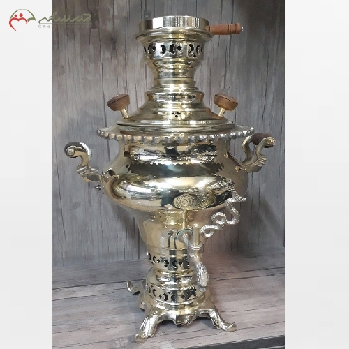 خرید، قیمت و مشخصات سماور ذغالی 4 لیتری ساده لبه دار و بدنه برنجی و ورق ضخیم 8 دهم با ضمانت 12 ماهه - چترزندگی