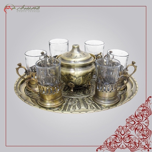 خرید، قیمت و مشخصات سرویس چای انگاره جنس بدنه برنجی آنتیک با ضمانت رنگ و دوام محصول - چترزندگی