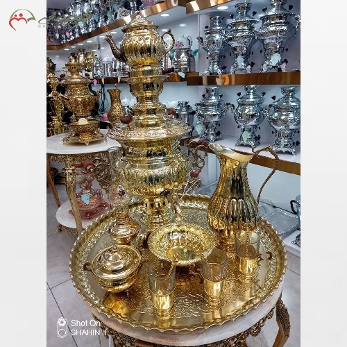 خرید، قیمت و مشخصات سرویس سماور ذغالی تولید شده با ورق برنج با دوام و قلم زنی شده درجه یک با ضمانت 12 ماهه - چترزندگی