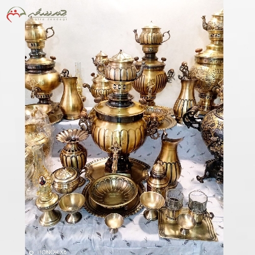 خرید، قیمت و مشخصات ست 16 پارچه سماور ذغالی 6 لیتری طرح توپی آینه ریز تولید شده با ورق ضخیم با ضمانت - چترزندگی