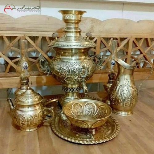 خرید، قیمت و مشخصات ست 5 پارچه سماور ذغالی به رنگ آنتیک تولید شده با ورق ضخیم با ضمانت دوام محصول - چترزندگی