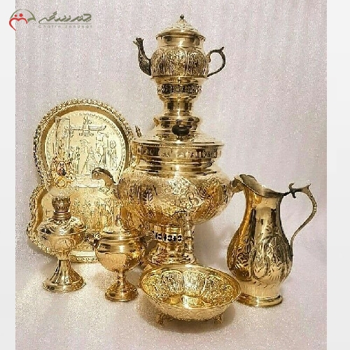 خرید، قیمت و مشخصات منقل سماوری تمام برنزی طراحی شیک و کاربردی دارای سماور دو لیتری با ضمانت - چترزندگی