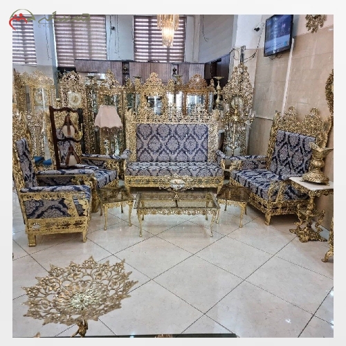 خرید، قیمت و مشخصات مبلمان 7 نفره سلطنتی طراحی بی نظیر بدنه و رنگ درجه یک با ضمانت پارچه و فوم - چترزندگی