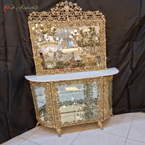 خرید، قیمت و مشخصات آینه کنسول مدل گل سرخ با بدنه برنزی رنگ ثابت و رویه سنگی قیمت عالی و کیفیت درجه یک - چترزندگی
