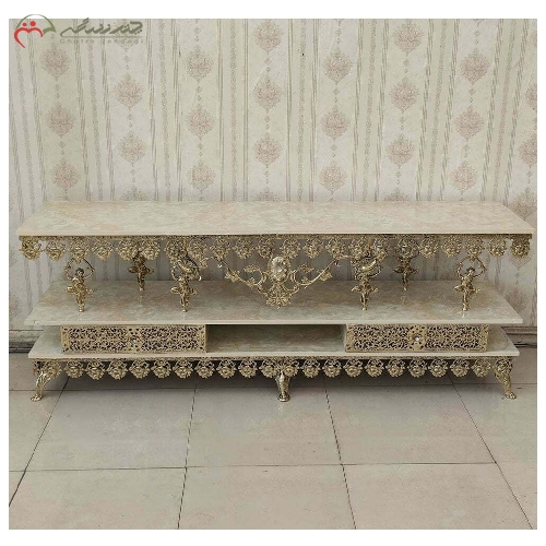 خرید، قیمت و مشخصات میز تلویزیون 2 طبقه مدل گل رز بزرگ و پایه های طرح فرشته با گارانتی و رنگ درجه یک - چترزندگی
