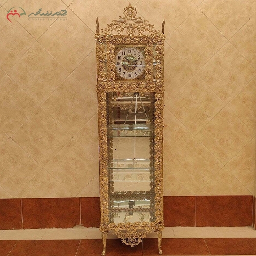 خرید، قیمت و مشخصات بوفه ی برنزی ساعت دار مدل گل رز، طراحی شیک و پر فروش و ضمانت رنگ و دوام بدنه - چترزندگی