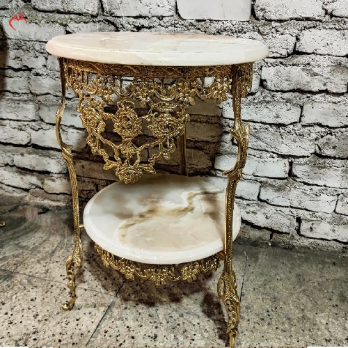 خرید، قیمت و مشخصات میز تلفن برنزی مدل گل یاسی طراحی دو طبقه و بسیار کاربردی دارای ضمانت رنگ و دوام بدنه و رویه کار - چترزندگی