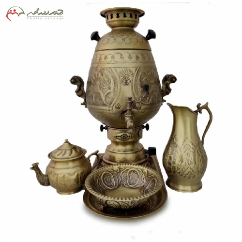 خرید، قیمت و مشخصات سماور 8 لیتری گازی طرح شهرزاد با بدنه قلم زنی شده ی آنتیک و طراحی بسیار کاربردی و شیک - چترزندگی