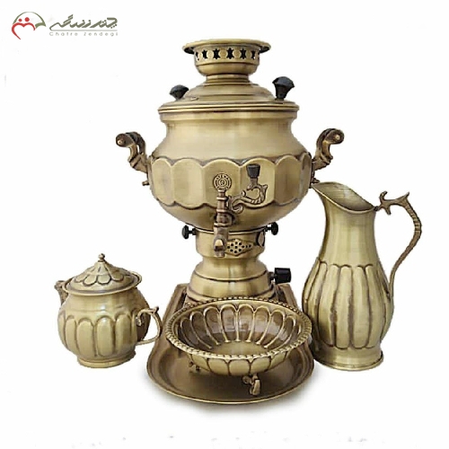 خرید، قیمت و مشخصات سماور گازی طرح آتنا و ترک دار و بدنه ی آنتیک و پولیش کاری شده با رنگ ثابت و ورق ضخیم بدنه با ضمانت - چترزندگی