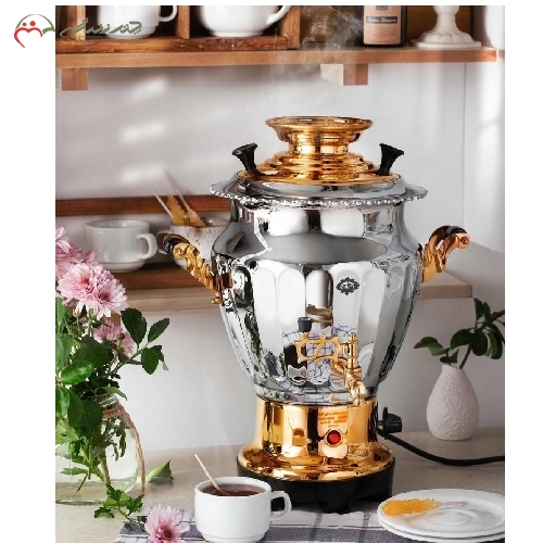 خرید، قیمت و مشخصات سماور برقی 7 لیتری، ترموستات دار مدل الماس طلایی، با طراحی شیک و به روز و ضمانت رنگ بدنه - چترزندگی