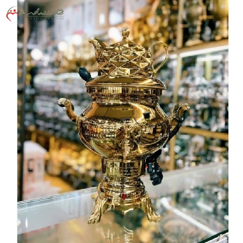 خرید، قیمت و مشخصات سماور برقی برنجی با روکش کروم و قوری چینی با طراحی بسیار شیک و ساده دارای ضمانت یک ساله - چترزندگی
