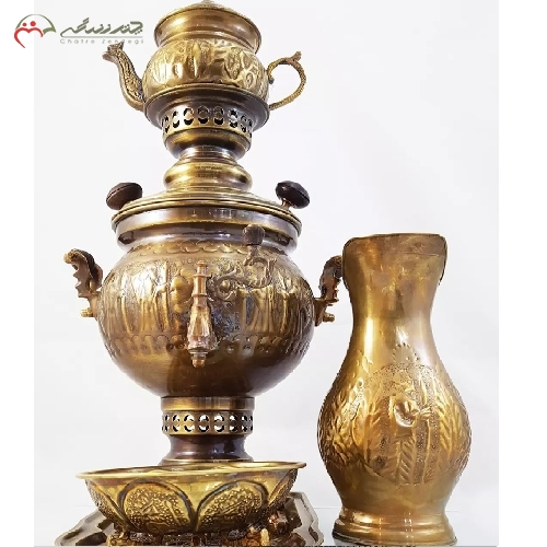 خرید، قیمت و مشخصات سماور ذغالی 4 لیتری مدل گل و مرغ با بدنه ی پر کار و بدون سرب، دارای ضمانت یک ساله - چترزندگی