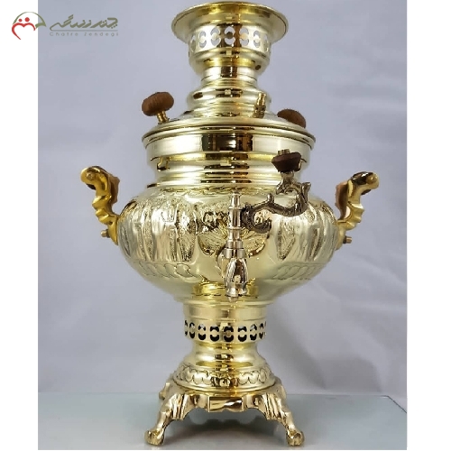 خرید، قیمت و مشخصات سماور 3 لیتری ذغالی با بدنه ی برنجی مدل عدسی، ورق ضخیم و با دوام دارای ضمانت یک ساله - چترزندگی