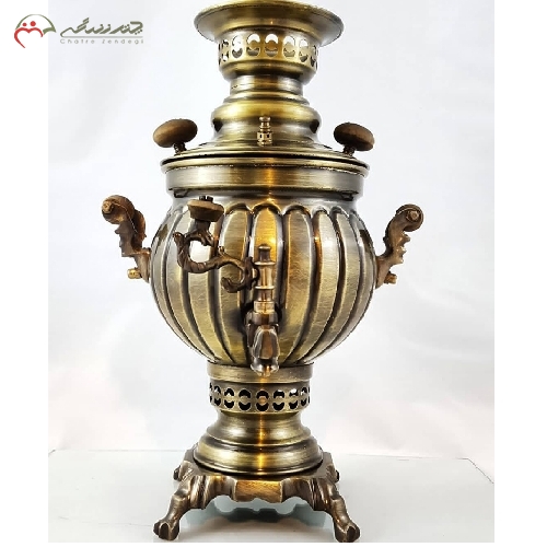 خرید، قیمت و مشخصات سماور 3 لیتری ذغالی مدل روسی ترکدار با بدنه ی کار شده و رنگ آنتیک دارای ضمانت و زیر قیمت بازار - چترزندگی