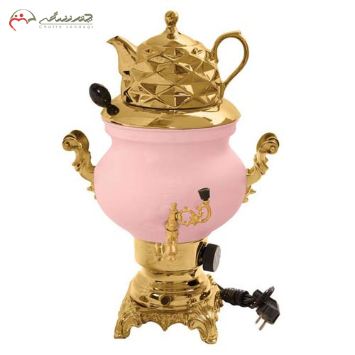 خرید، قیمت و مشخصات سماور برق گلستان مدل ماریا، 6 لیتری، رنگ پودری حرارتی صورتی _ طلایی ارزان و با کیفیت _ چترزندگی