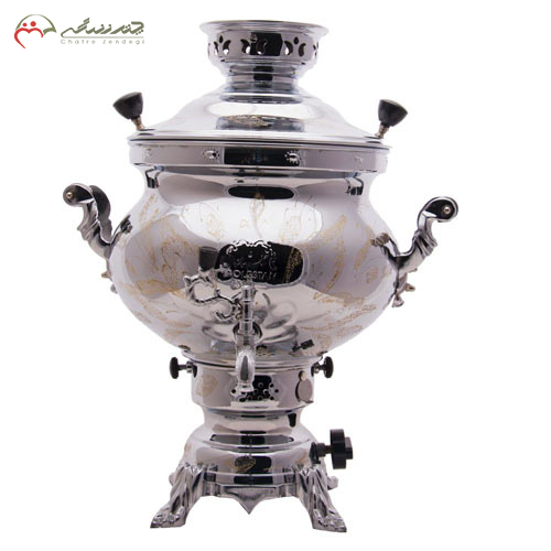 خرید، قیمت و مشخصات سماور گازی 8 لیتری گلستان مدل مارال دسته کروم،فرزکار؛ارزان و با کیفیت _ چتر زندگی