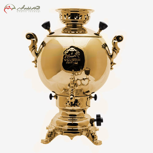 خرید، قیمت و مشخصات سماور گازی 6 لیتری گلستان مدل توپی طلایی پوشش نانو، ارزان و با کیفیت _ چتر زندگی