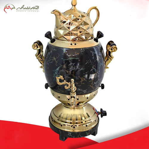 خرید، قیمت و مشخصات سماور گازی 6 لیتری مدل مدرن ماربل طلایی؛شیک و مدرن،ارزان و با کیفیت _ چترزندگی