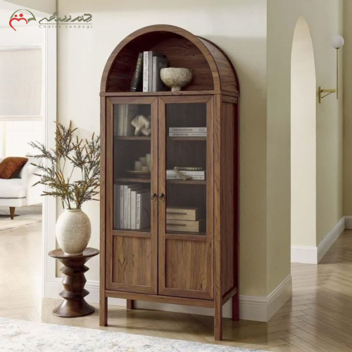 خرید، قیمت و مشخصات ویترین و کتابخانه هلالی چوبی، ساده و خاص و زیبا،ارزان و با کیفیت _ چتر زندگی