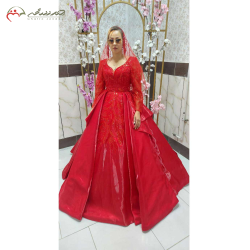 فروش، اجاره و مشخصات لباس نامزدی زرشکی رنگ طرح دو دامن عربی لاکچری_ چترزندگی