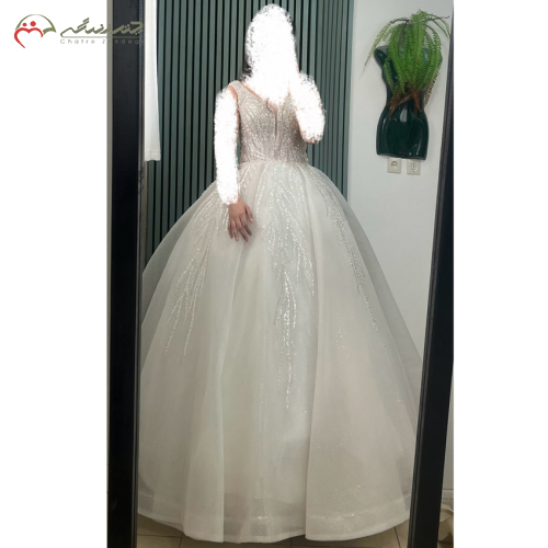 فروش، اجاره و مشخصات لباس عروس نگار مروارید دوزی شده شیک و جدید _ چترزندگی