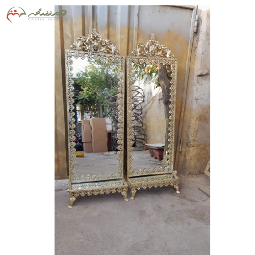 خرید، قیمت و مشخصات آینه آلومینیومی ایستاده تاج دار در 2 رنگ شیک، ارزان و با کیفیت _ چترزندگی