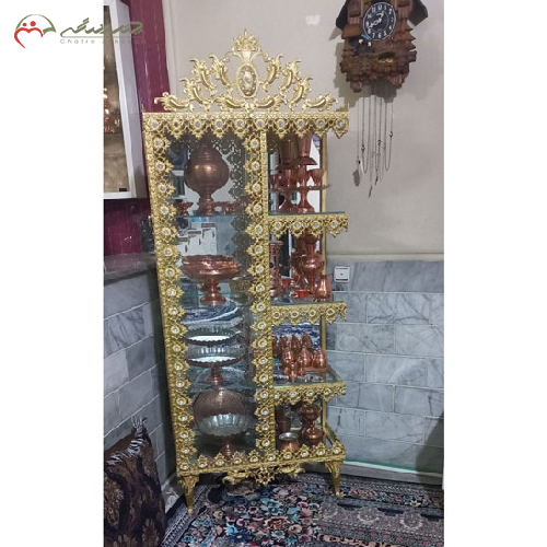خرید، قیمت و مشخصات بوفه آبکاری کنار سالنی پایه دار چهار طبقه مدل تاج دار، ارزان و با کیفیت _چترزندگی