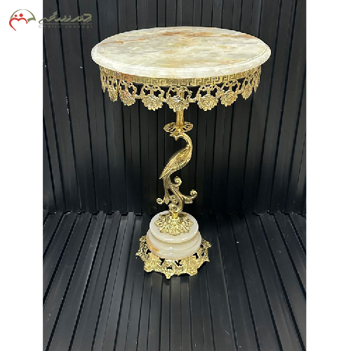 خرید، قیمت و مشخصات میز پایه سنگی برنزی، مدل سیمرغ طرح گل رز، ارزان و با کیفیت _ چتر زندگی