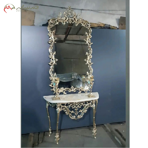 خرید، قیمت و مشخصات ست آینه کنسول مستطیل و شمعدان فرشته برنزی، طرح جدید، ارزان و با کیفیت _ چتر زندگی