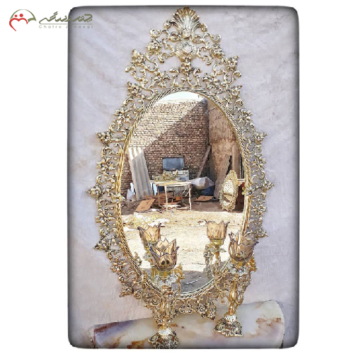 خرید، قیمت و مشخصات آینه کنسول بیضی برنزی با تاج گل مدل جدید، ارزان و با کیفیت _ چتر زندگی
