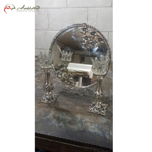خرید، قیمت و مشخصات ست آینه گرد و شمعدان برنزی مدل ساده، ارزان و با کیفیت _ چتر زندگی