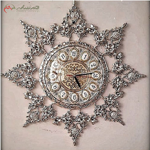 خرید، قیمت و مشخصات ساعت دیواری گرد با آبکاری درجه یک مدل خورشیدی، ارزان و با کیفیت _ چتر زندگی