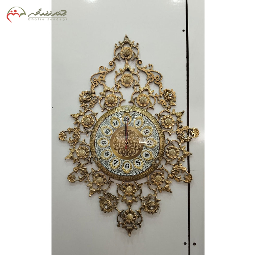 خرید، قیمت و مشخصات ساعت دیواری برنزی لوزی طرح گل آفتابگردان، شیک و مدرن_ هنرظریف