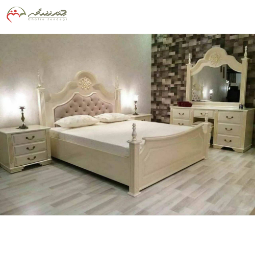 خرید، قیمت و مشخصات سرویس خواب سلطنتی مدل کایلی جنس چوب روس، شیک و مدرن _ چترزندگی