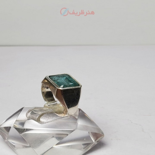 خرید آنلاین، انگشتر مردانه زمرد زامبیا مستطیلی با رکاب نقره دست ساز، بسیار شکیل با رنگی خاص، قیمت مناسب | چترزندگی