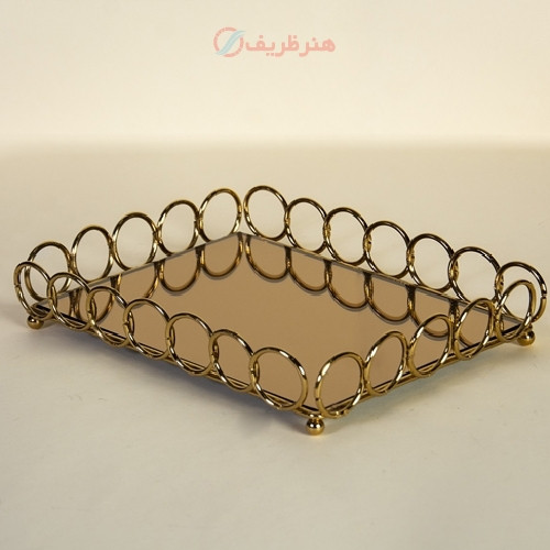 خرید، قیمت و مشخصات سینی مستطیلی دور حلقه جنس شیشه و پروفیل و رنگ فورتیک - هنرظریف