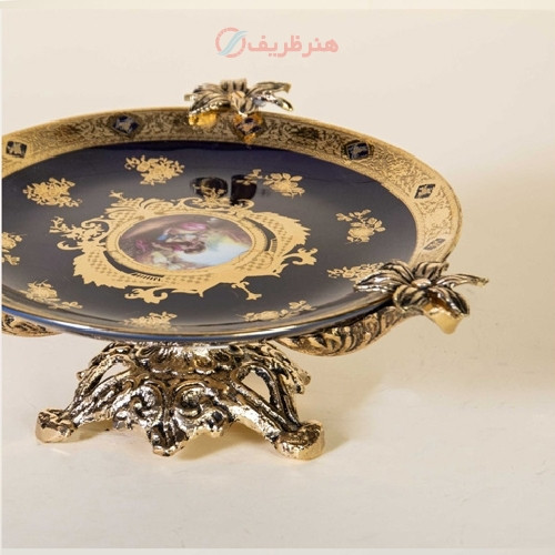 خرید، قیمت و مشخصات شیرینی خوری برنزی و سرامیکی مینی، رنگ سرمه ای و برنزی _ هنرظریف