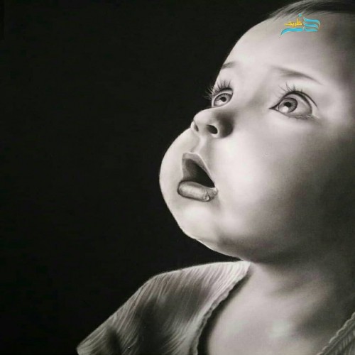 خرید آنلاین، تابلو طراحی سیاه قلم پرتره کودک، مناسب برای اتاق خواب کودک دلبندتان، قیمتی مناسب | چترزندگی