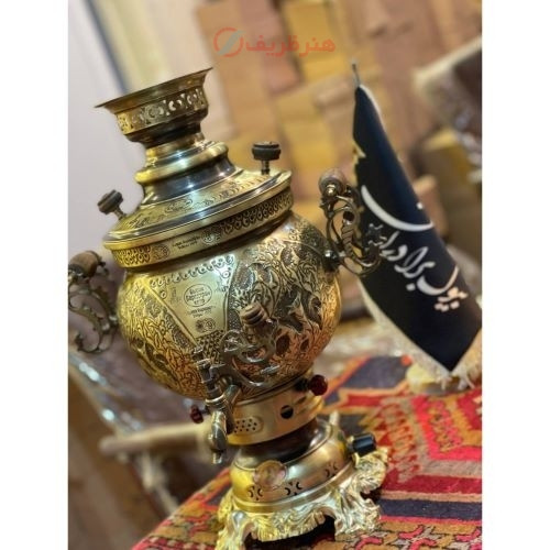 خرید آنلاین، سرویس سماور گازی شش لیتری با کیفیت بالا، جنس برنج و ورق ضخیم _ هنرظریف