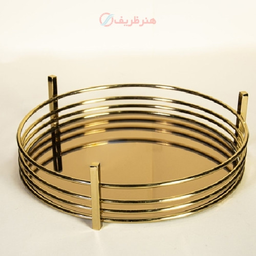 خرید، قیمت و مشخصات سینی گرد دور حلقه ای با جنس بدنه پروفیل و شیشه و رنگ فورتیک _ هنرظریف