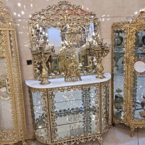 خرید، قیمت و مشخصات آینه کنسول برنزی، مدل بادمجانی، بسیار شیک و زیبا، با ضمانت کیفیت کالا، ورق ضخیم، برنز درجه 1 _ هنرظریف