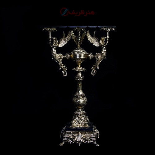 خرید، قیمت و مشخصات میز تلفن فرشته پایه سنگی جنس برنزی درجه یک و رنگ پرداخت کاری شده _ هنرظریف